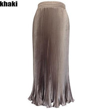Load image into Gallery viewer, False Silk Elastic Waist Long Pleated Skirt High Waist Skirts Fashion Women Spring Autumn Winter Summer Skirt Wear