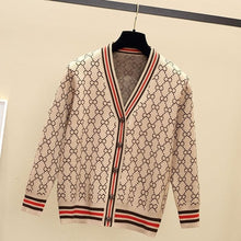 Load image into Gallery viewer, Women Cardigan Jacket V-neck Long Sleeve Sweater 5 Color Outer Fur Clothes 2019 Spring Splicing Single Breasted Knit Cardigan