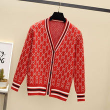 Load image into Gallery viewer, Women Cardigan Jacket V-neck Long Sleeve Sweater 5 Color Outer Fur Clothes 2019 Spring Splicing Single Breasted Knit Cardigan