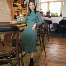 Load image into Gallery viewer, Cross Border Autumn And Winter Hot Selling New Style Fashion WOMEN'S Mid-length Sweater Knit Solid Color Pleated Dress Colourful