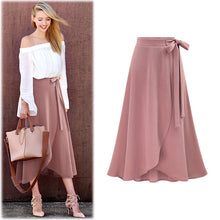 Load image into Gallery viewer, Elegant Women's High Waist Irregular Midi Summer Skirt Solid Plus Size Asymmetrical Split Long Casual Wrap with Sashes