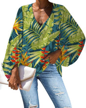 Load image into Gallery viewer, Nopersonality Casual Women Tops Shirts Spring Summer Tropical Leaves Blouses for Women Unique Female Ladies Long Sleeve Loose