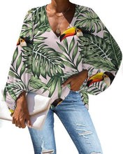 Load image into Gallery viewer, Nopersonality Casual Women Tops Shirts Spring Summer Tropical Leaves Blouses for Women Unique Female Ladies Long Sleeve Loose