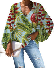Load image into Gallery viewer, Nopersonality Casual Women Tops Shirts Spring Summer Tropical Leaves Blouses for Women Unique Female Ladies Long Sleeve Loose