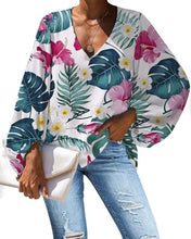 Load image into Gallery viewer, Nopersonality Casual Women Tops Shirts Spring Summer Tropical Leaves Blouses for Women Unique Female Ladies Long Sleeve Loose
