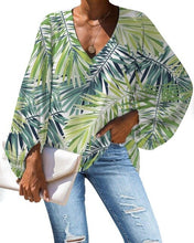 Load image into Gallery viewer, Nopersonality Casual Women Tops Shirts Spring Summer Tropical Leaves Blouses for Women Unique Female Ladies Long Sleeve Loose