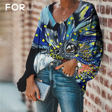 Load image into Gallery viewer, FORUDESIGNS Harajuku Style Blouse Parrot Print Shirt 2020 Casual Loose Long Sleeve Blouses and Tops V-neck Female Clothing