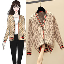 Load image into Gallery viewer, Women Cardigan Jacket V-neck Long Sleeve Sweater 5 Color Outer Fur Clothes 2019 Spring Splicing Single Breasted Knit Cardigan
