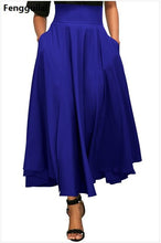 Load image into Gallery viewer, Summer Style  New Skirts Womens ,Faldas Largas ,Red High Waist And Calf Skirts Fashion Street Snap Leisure Falda
