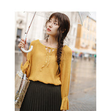 Load image into Gallery viewer, INMAN Spring Spring Autumn Round Collar Bandage Loose Style Flare Sleeve Women Pullover Sweater
