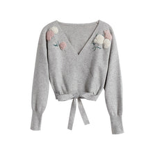 Load image into Gallery viewer, Dabuwawa V Neck Sweater Women Autumn Winter Loose Long Latern Sleeve Sweater Tops Fashion Pullovers Sweaters DN1DJS021
