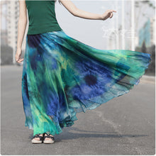 Load image into Gallery viewer, Fashion 2018 Summer Retro Luxury Printed Chiffon Women Skirt Maxi Long Female 50S Sashes Beach Skirt Elegant Boho Holidays New
