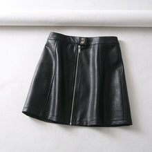 Load image into Gallery viewer, Korean Women High Waist Pu Leather Skirt 2020 Spring Autumn Solid Color Short Skirt Female Slim Mini A-line Skirt Bottom Falda
