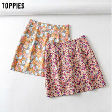 Load image into Gallery viewer, toppies fashion floral printing a-line mini skirts high waist skirts womens summer clothes korean
