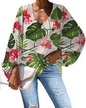 Load image into Gallery viewer, Nopersonality Casual Women Tops Shirts Spring Summer Tropical Leaves Blouses for Women Unique Female Ladies Long Sleeve Loose
