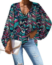 Load image into Gallery viewer, Nopersonality Casual Women Tops Shirts Spring Summer Tropical Leaves Blouses for Women Unique Female Ladies Long Sleeve Loose
