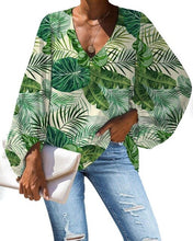Load image into Gallery viewer, Nopersonality Casual Women Tops Shirts Spring Summer Tropical Leaves Blouses for Women Unique Female Ladies Long Sleeve Loose
